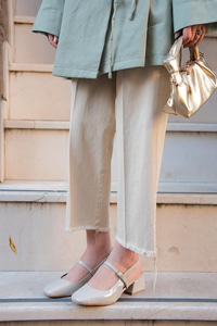 Pileli Ham Pantolon Krem