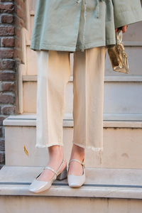 Pileli Ham Pantolon Krem