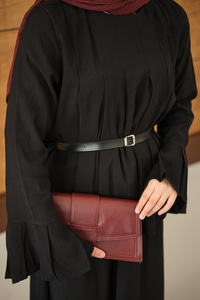 Pileli Kemer Bağlamalı Etekli Takım Siyah