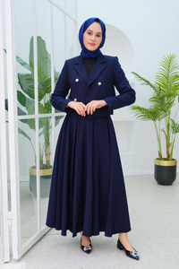 Pilikaşe Etekli İkili Takım Lacivert