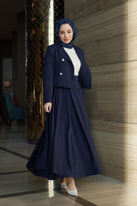 Pilikaşe Etekli İkili Takım Lacivert