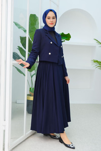 Pilikaşe Etekli İkili Takım Lacivert
