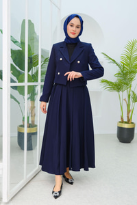 Pilikaşe Etekli İkili Takım Lacivert