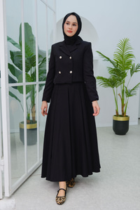 Pilikaşe Etekli İkili Takım Siyah