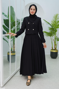 Pilikaşe Etekli İkili Takım Siyah