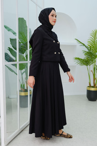 Pilikaşe Etekli İkili Takım Siyah