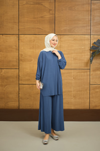 PILISE DETAYLI TAKIM İndigo Mavi