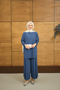 PILISE DETAYLI TAKIM İndigo Mavi