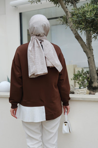 Pilise Detaylı Tunik Kahverengi