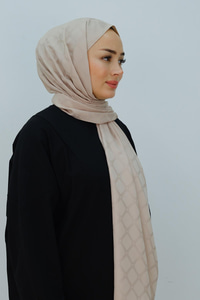 Piramit Desen Jakar Şal Açık Vizon