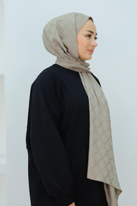 Piramit Desen Jakar Şal Koyu Vizon