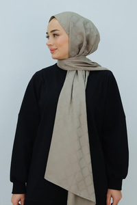 Piramit Desen Jakar Şal Koyu Vizon