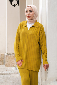 Polo Yaka Fitilli İkili Takım Yağ Yeşil