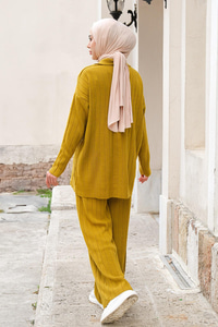 Polo Yaka Fitilli İkili Takım Yağ Yeşil