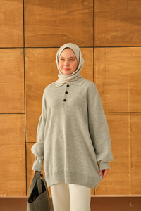 Polo Yaka Tunik Gri