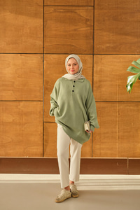Polo Yaka Tunik Yeşil