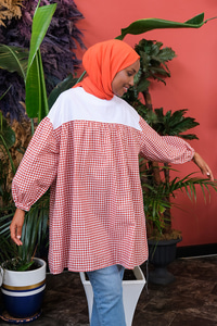 Uygun Fiyatlı POTIKARE DESEN TUNIK KIRMIZI | Loccomoda.com 