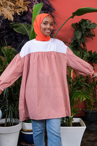 Uygun Fiyatlı POTIKARE DESEN TUNIK KIRMIZI | Loccomoda.com 