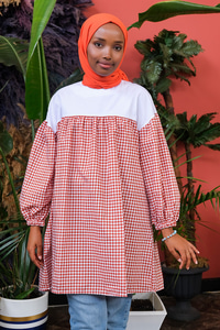 Uygun Fiyatlı POTIKARE DESEN TUNIK KIRMIZI | Loccomoda.com 