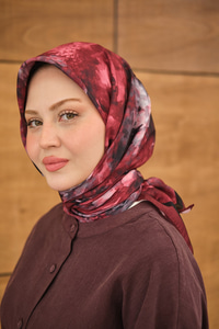 Prizma Çiçek Desen Eşarp Bordo