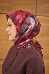 Prizma Çiçek Desen Eşarp Bordo