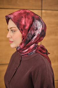 Prizma Çiçek Desen Eşarp Bordo