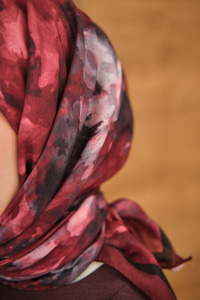 Prizma Çiçek Desen Eşarp Bordo