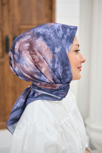 Prizma Çiçek Desen Eşarp Mavi