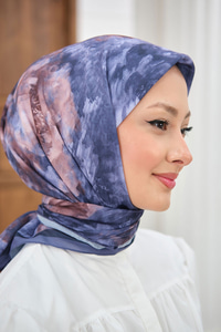 Prizma Çiçek Desen Eşarp Mavi