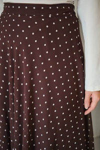 Puantiye Detay Şifon Etek Kahverengi