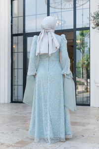 Pul Detay Abiye Su Yeşil