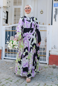 Püskül Detay Elbise Lila