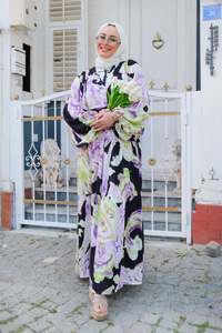 Püskül Detay Elbise Lila