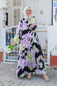 Püskül Detay Elbise Lila