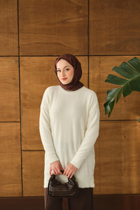 Püsküllü Tunik Beyaz