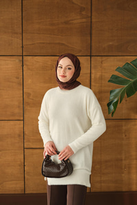 Püsküllü Tunik Beyaz