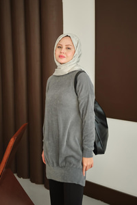Püsküllü Tunik Gri