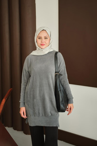 Püsküllü Tunik Gri