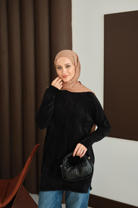 Püsküllü Tunik Siyah