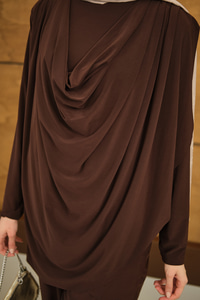 Regular Sıfır Yaka Arka Kesik Detay Takım Acı Kahve