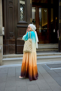 Renkli Batik Elbise Mavi