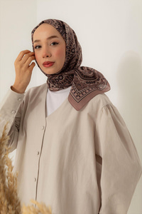 Retro Desen Soft Şal Açık Kahve