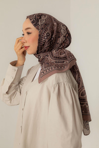 Retro Desen Soft Şal Açık Kahve