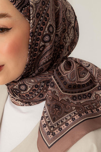 Retro Desen Soft Şal Açık Kahve