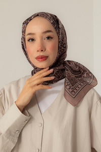 Retro Desen Soft Şal Açık Kahve