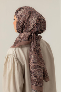 Retro Desen Soft Şal Açık Kahve