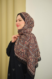 Retro Desen Soft Şal Bej