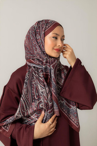 Retro Desen Soft Şal Bordo