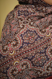 Retro Desen Soft Şal Bordo