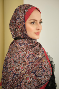 Retro Desen Soft Şal Bordo